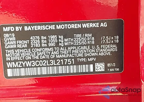 2020 Mini Countryman Cooper from USA, damaged, VIN WMZYW3C02L3L21751